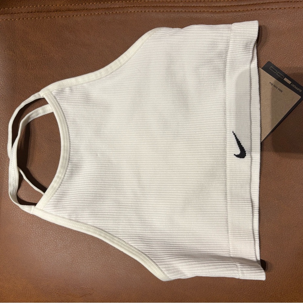 Nike White Ribbed Backless Sports Bra